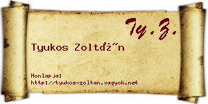 Tyukos Zoltán névjegykártya