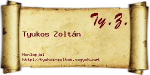 Tyukos Zoltán névjegykártya